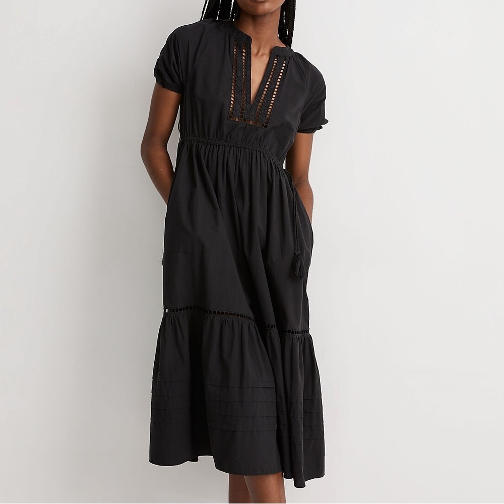 Madewell Poplin Ladder Embroidery Midi Dress (new with tags!)